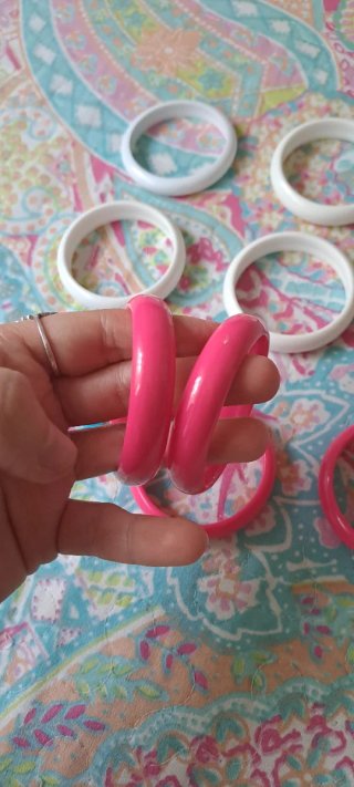Pulseras niña flamenca blancas y rosas