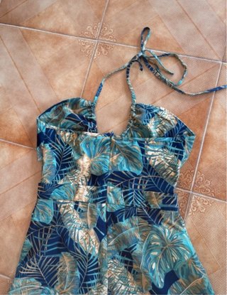 Vestido largo estampado tropical