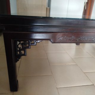 Mesa de centro cristal y madera