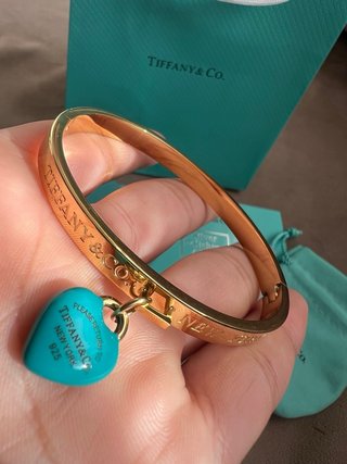 Pulsera inspo Tiffany & Co. Corazón Azul Dorado