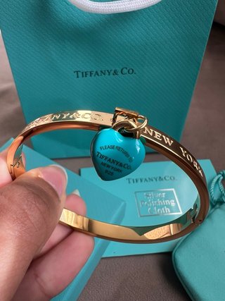 Pulsera inspo Tiffany & Co. Corazón Azul Dorado
