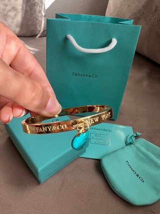 Pulsera inspo Tiffany & Co. Corazón Azul Dorado