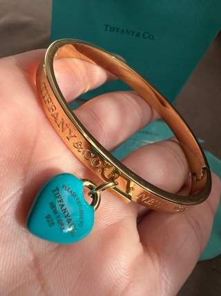 Pulsera inspo Tiffany & Co. Corazón Azul Dorado