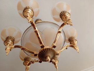 Juego lámparas techo clásicas doradas 6 + 3 luces