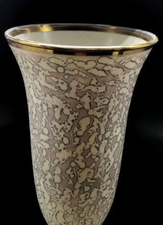 Magnífico jarrón Savoy 50's, diseño moteado y oro