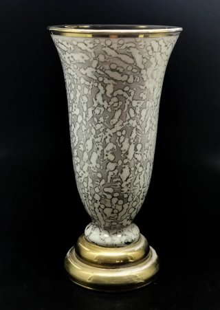 Magnífico jarrón Savoy 50's, diseño moteado y oro
