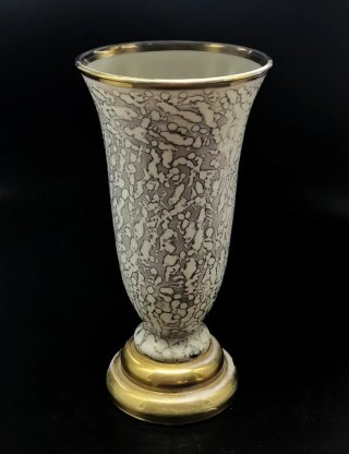 Magnífico jarrón Savoy 50's, diseño moteado y oro