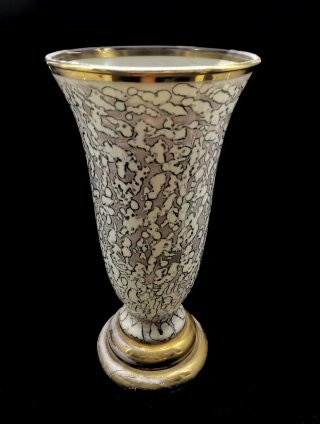 Magnífico jarrón Savoy 50's, diseño moteado y oro