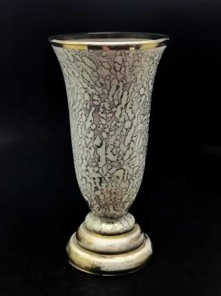 Magnífico jarrón Savoy 50's, diseño moteado y oro
