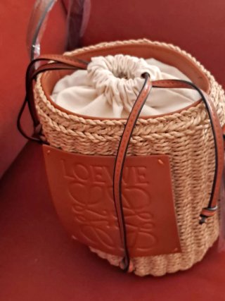 Bolso Cubo Loewe Paja y Piel