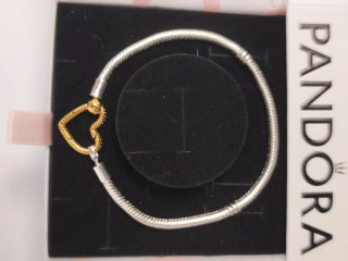 Pulsera Pandora Corazón Oro y Plata 18cm