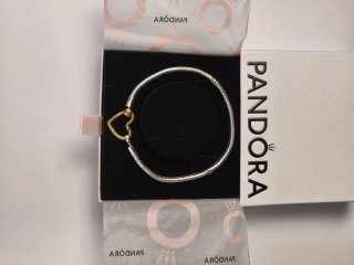 Pulsera Pandora Corazón Oro y Plata 18cm