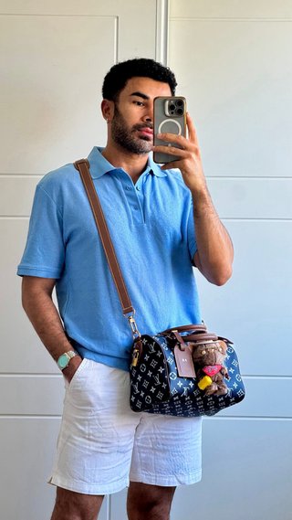 Bolso Louis Vuitton Azul y Marrón 25