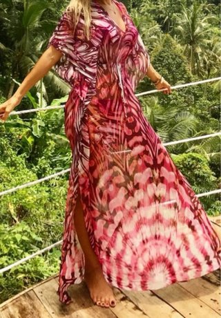 Túnica estampada talla única en tela net