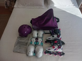 Patines Oxelo blancos y rosas