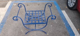 Banqueta forja azul silla dormitorio/ descalzador