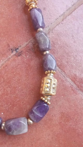 Collar amatista y plata de ley chapada en oro