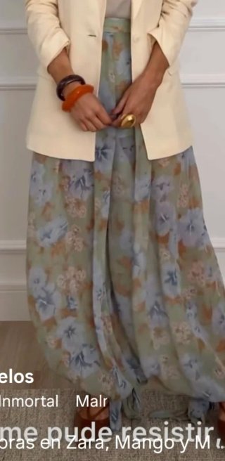 Pantalón globo estampado floral verde menta