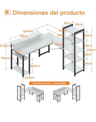 Escritorio madera oscura.