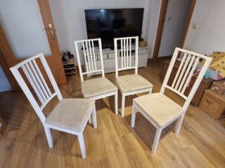 Juego de 4 sillas de comedor blancas