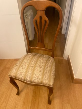 6 Sillas de Comedor Madera y Tela