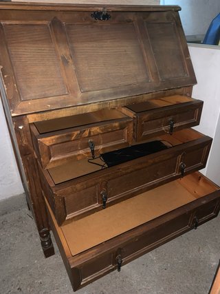 Buró secreter antiguo de madera