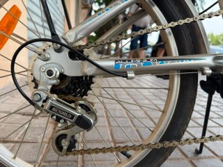 Bicicleta Plegable Plata con Cesta y sillín extra.