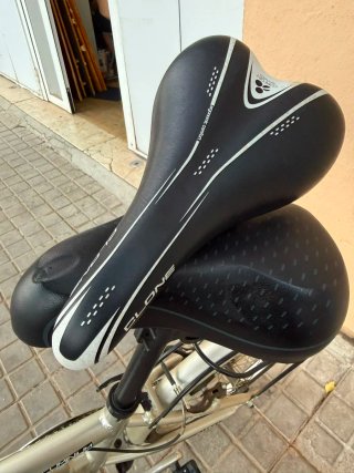 Bicicleta Plegable Plata con Cesta y sillín extra.