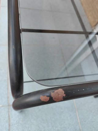 Mesita auxiliar cristal y metal 90x44x44cm