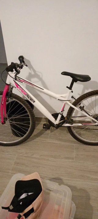 Bicicleta Freerider Mujer Blanca y Rosa