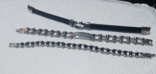 Confezione da 3 Bracciali Uomo in Acciaio Inox