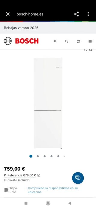 Nevera Bosch Combi No Frost KGN36VWDB