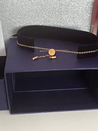 Pulsera Swarovski Corazón Rosa y Dorada
