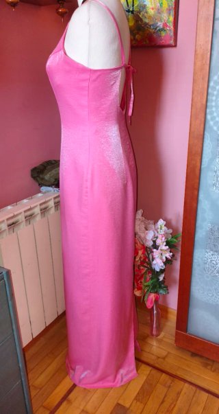 Espectacular vestido largo de fiesta rosa Barby