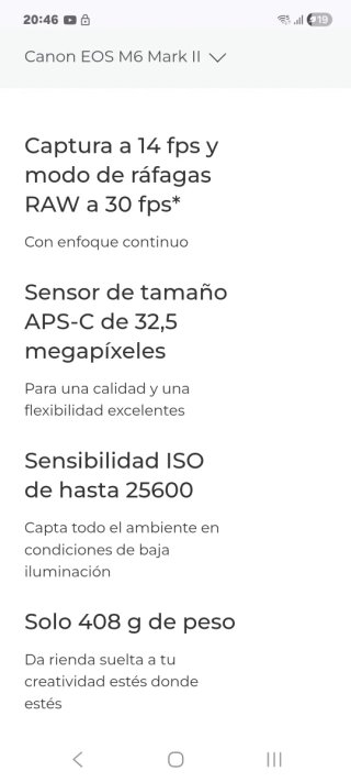 Canon EOS M6 Mark II Cámara