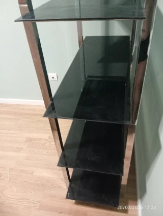 Estantería moderna 5 niveles, acabado alum/cristal