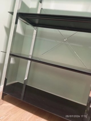 Estantería moderna 5 niveles, acabado alum/cristal