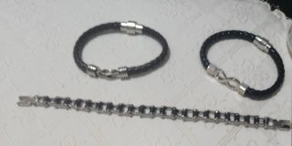 Set di 3 Braccialetti Uomo in Pelle