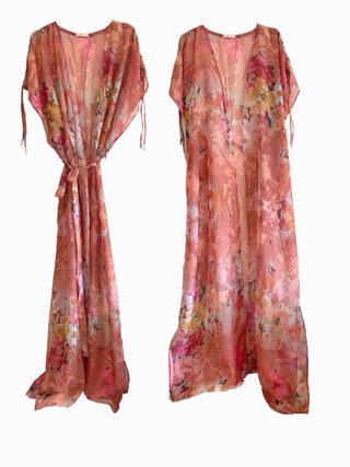 Túnica gasa vaporosa floral semitransparent lijera