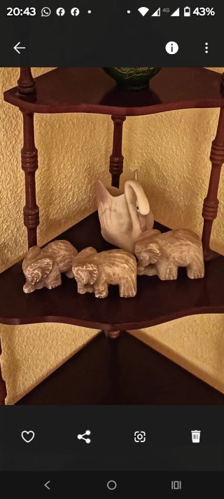 Conjunto 3 elefantes piedra tallada