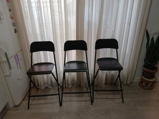 4 Sillas Altas Plegables Metal/Madera