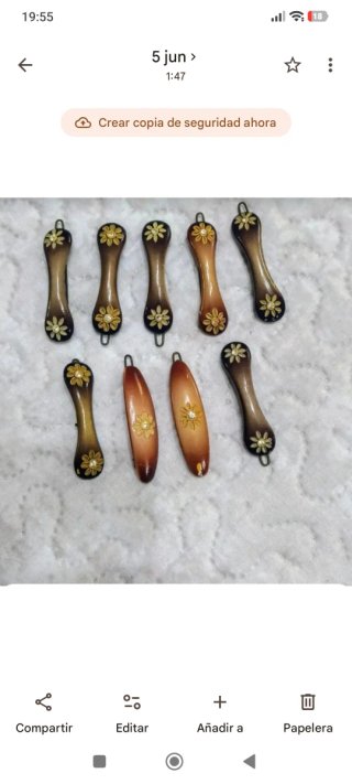 Lote 9 pasadores de Pelo Antiguos Florales