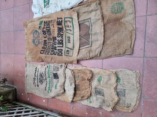 Saco de Yute Antiguo Café y Patatas