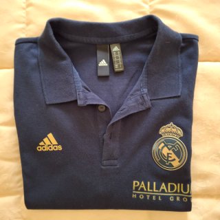 Camiseta Polo Real Madrid Adidas Azul y Dorado