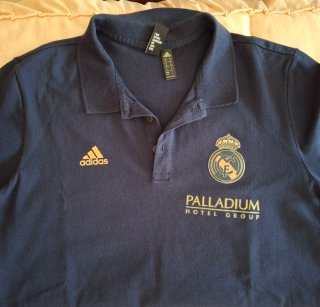 Camiseta Polo Real Madrid Adidas Azul y Dorado