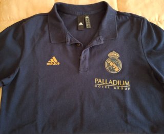 Camiseta Polo Real Madrid Adidas Azul y Dorado