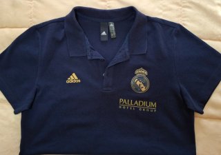Camiseta Polo Real Madrid Adidas Azul y Dorado