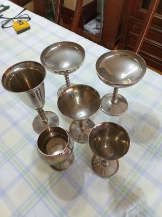 Juego de 6 copas de metal plateado