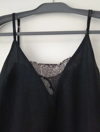 Vestido lencero negro encaje talla 40