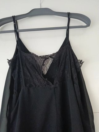 Vestido lencero negro encaje talla 40